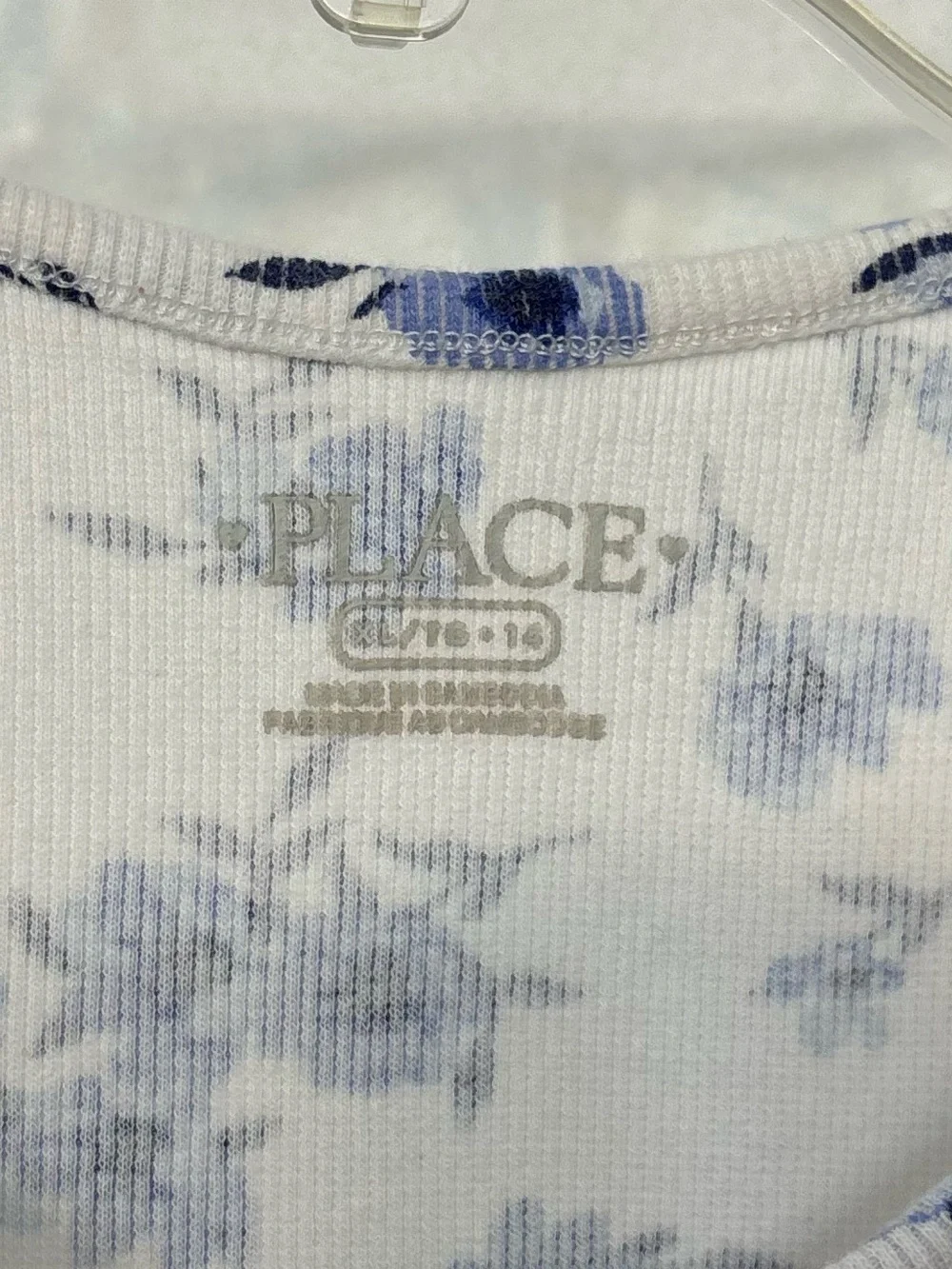 Children’s Place White & Blue Floral Ribbed Tank Top Kids Girls Size XL 14 NWOT